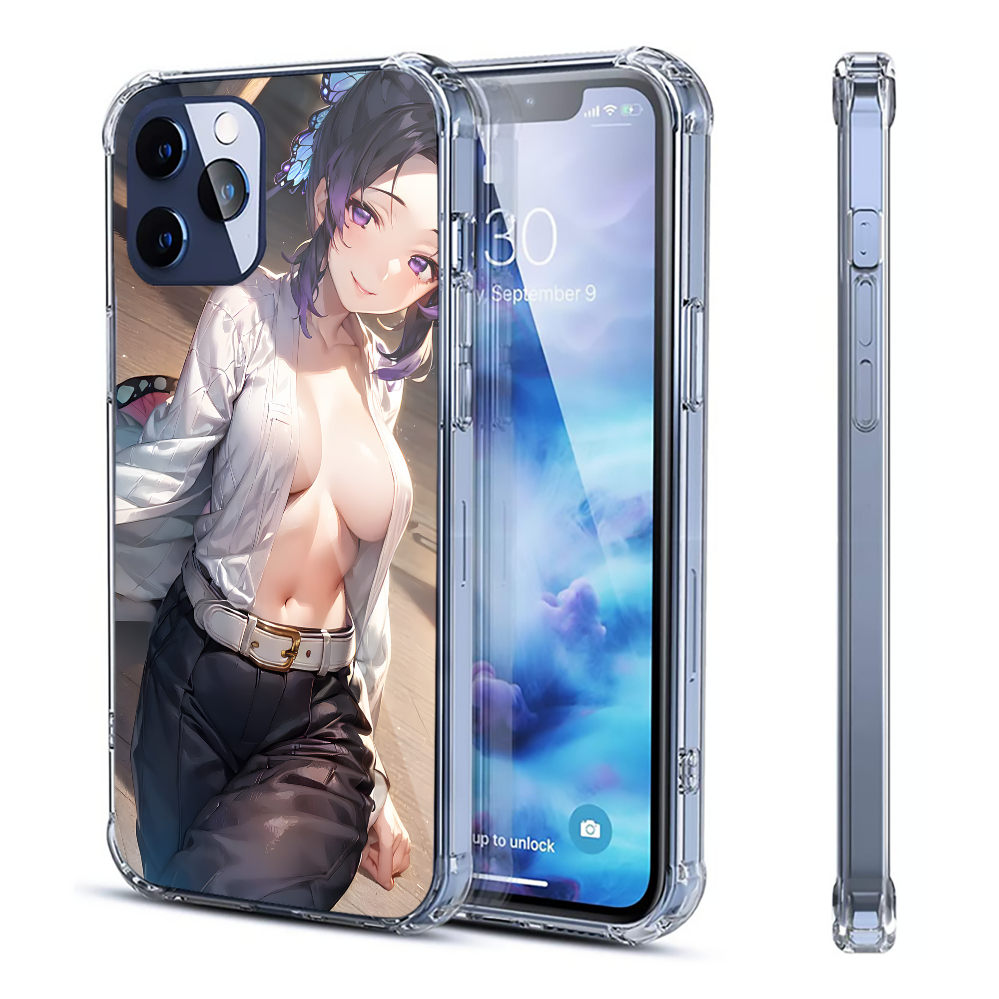 （画像用） 鬼滅の刃（きめつのやいば）蟲柱-胡蝶 しのぶ／こちょう しのぶ Kochou Shinobu 【iPhone 12シリーズ対応】透明スマホケース（クリアソフトケース）
